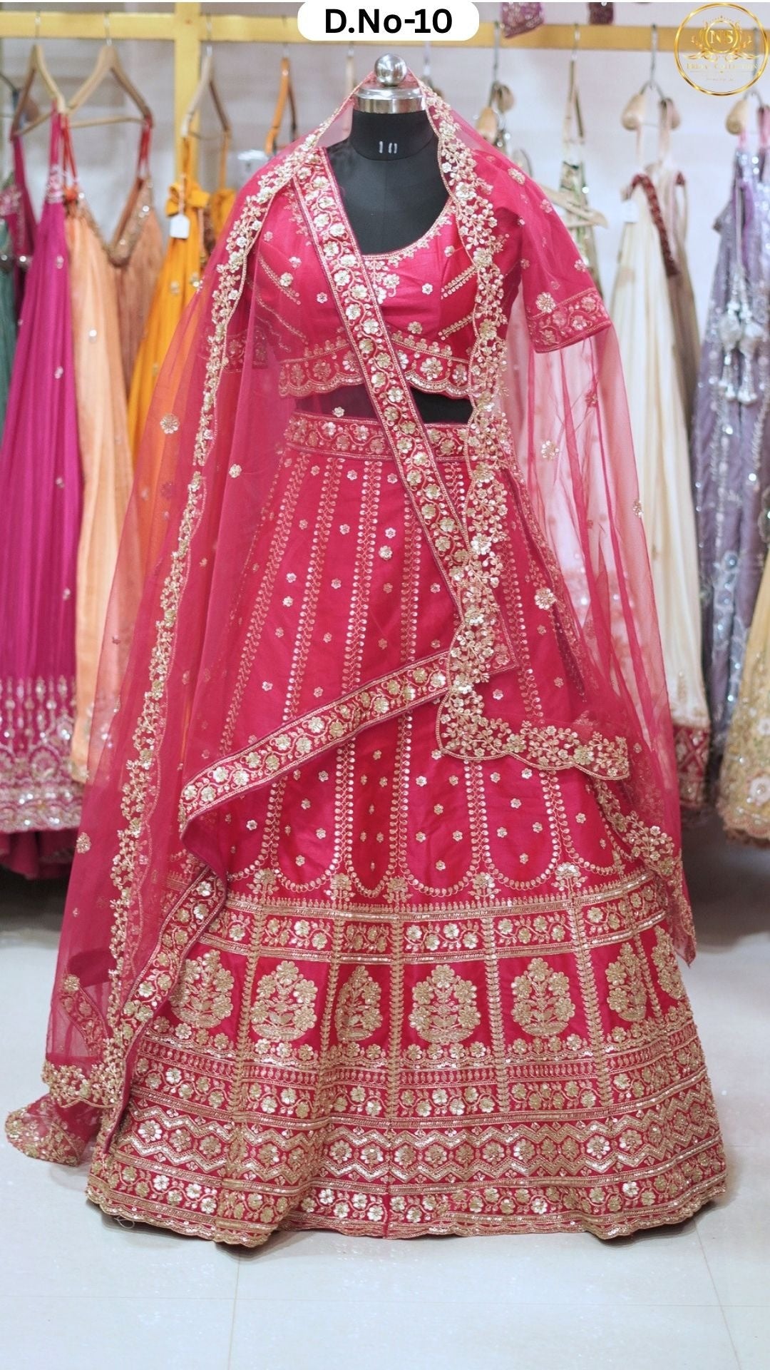 Hot Pink Embroidered Heritage Bridal Lehenga - D.NO. 10 – NS Bridal & Groom Collection