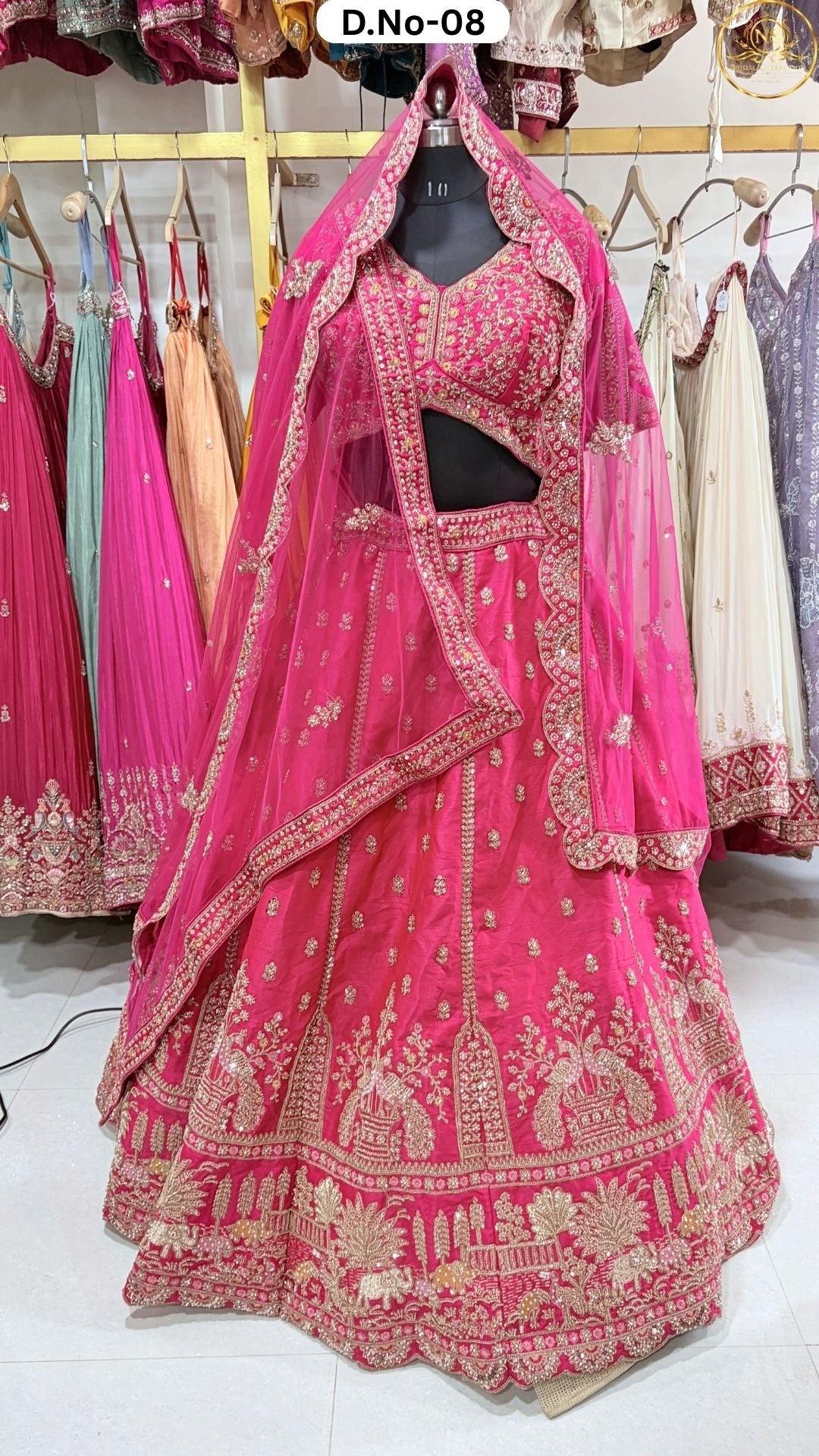 Hot Pink Embroidered Heritage Bridal Lehenga - D.NO. 08 – NS Bridal & Groom Collection