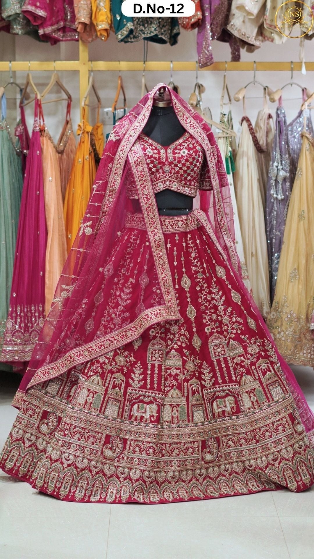 Hot Pink Embroidered Heritage Bridal Lehenga - D.NO. 12 – NS Bridal & Groom Collection