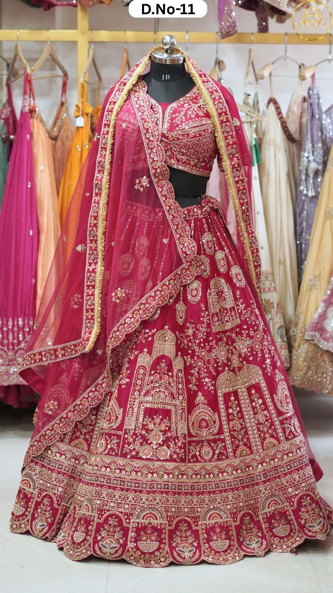 Hot Pink Embroidered Heritage Bridal Lehenga - D.NO. 11 – NS Bridal & Groom Collection