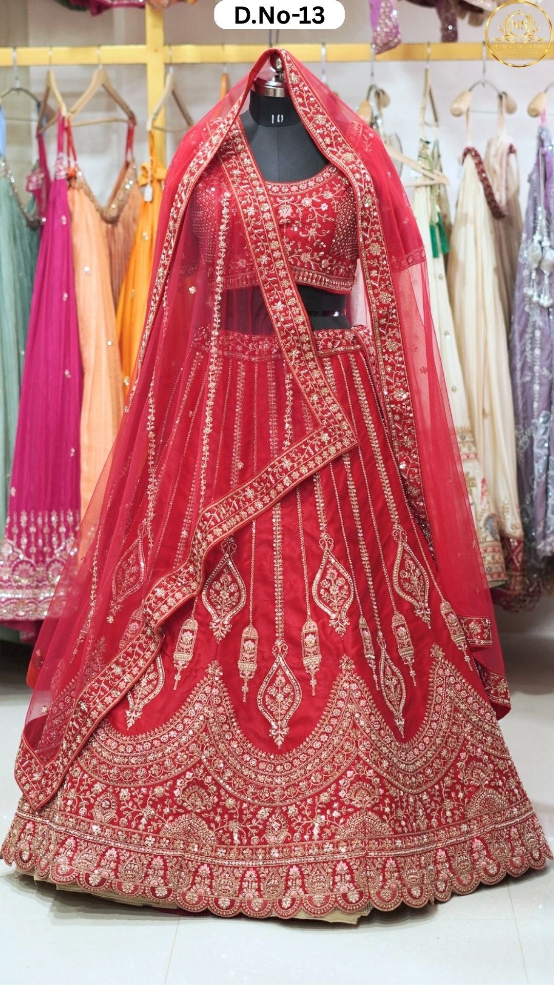 Red Embroidered Heritage Bridal Lehenga - D.NO. 13 – NS Bridal & Groom Collection