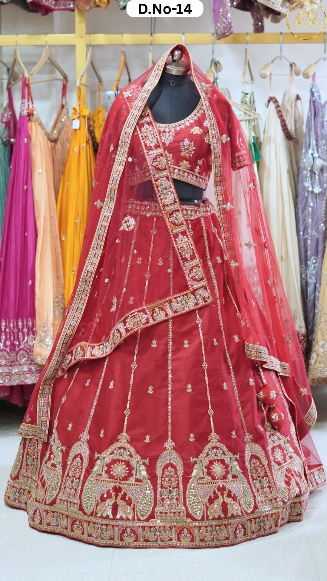 Red Embroidered Heritage Bridal Lehenga - D.NO. 14 – NS Bridal & Groom Collection