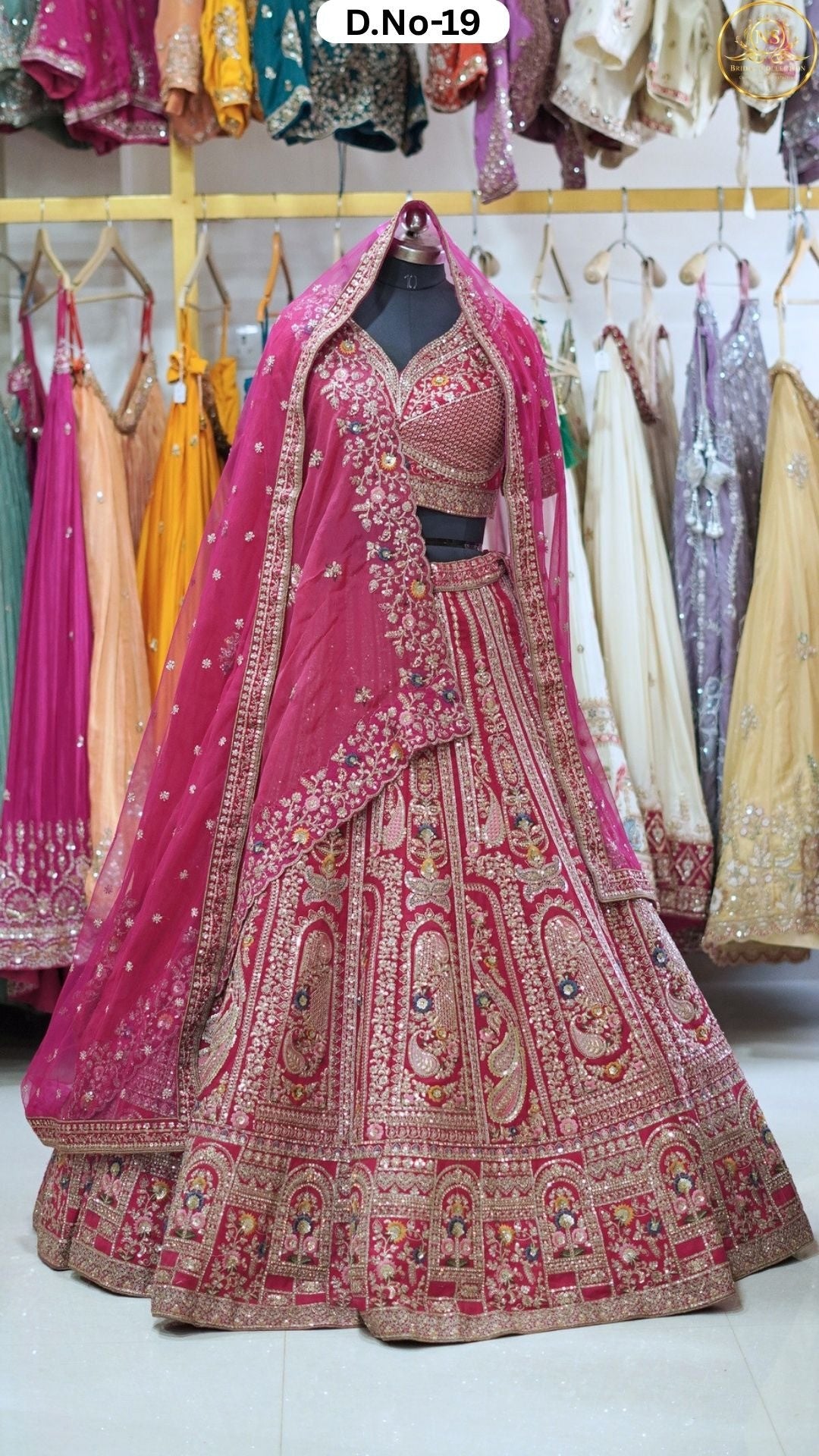 Hot Pink Embroidered Heritage Bridal Lehenga - D.NO. 19 – NS Bridal & Groom Collection