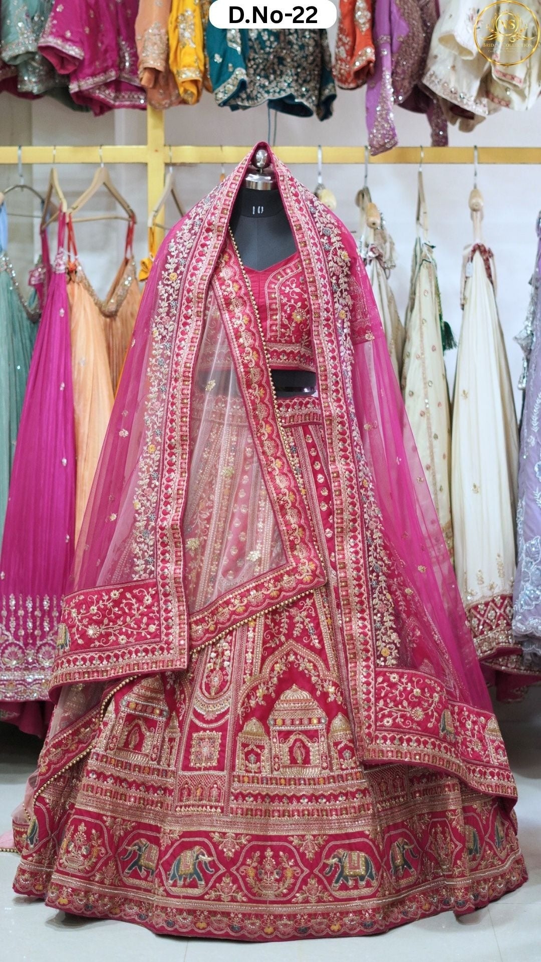 Hot Pink Embroidered Heritage Bridal Lehenga - D.NO. 22 – NS Bridal & Groom Collection