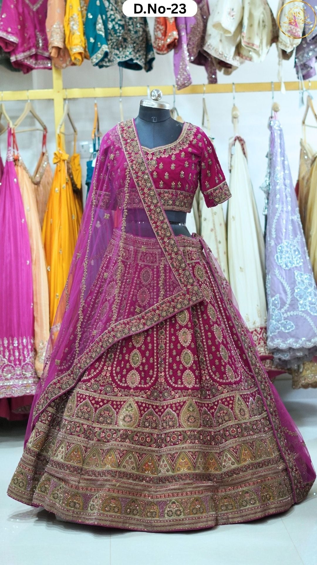 Hot Pink Embroidered Heritage Bridal Lehenga - D.NO. 23 – NS Bridal & Groom Collection
