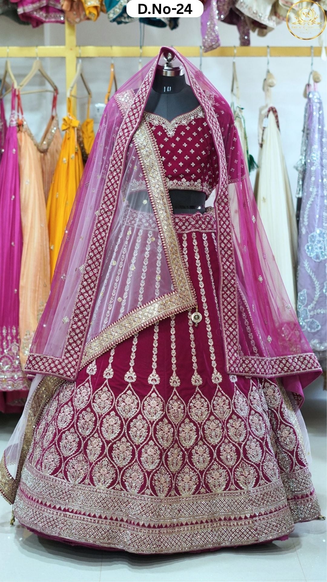 Hot Pink Embroidered Heritage Bridal Lehenga - D.NO. 24 – NS Bridal & Groom Collection