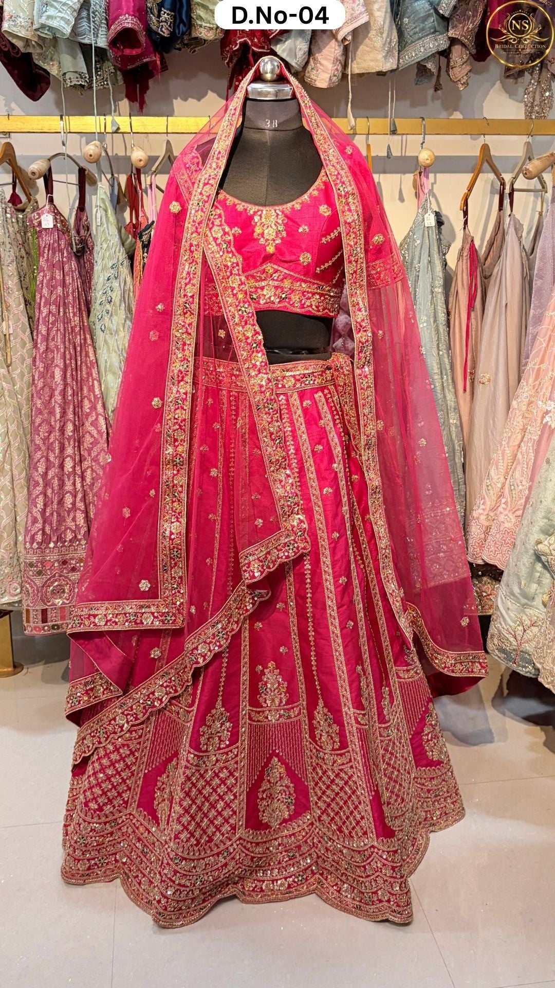 Hot Pink Embroidered Heritage Bridal Lehenga - D.NO. 04 – NS Bridal & Groom Collection