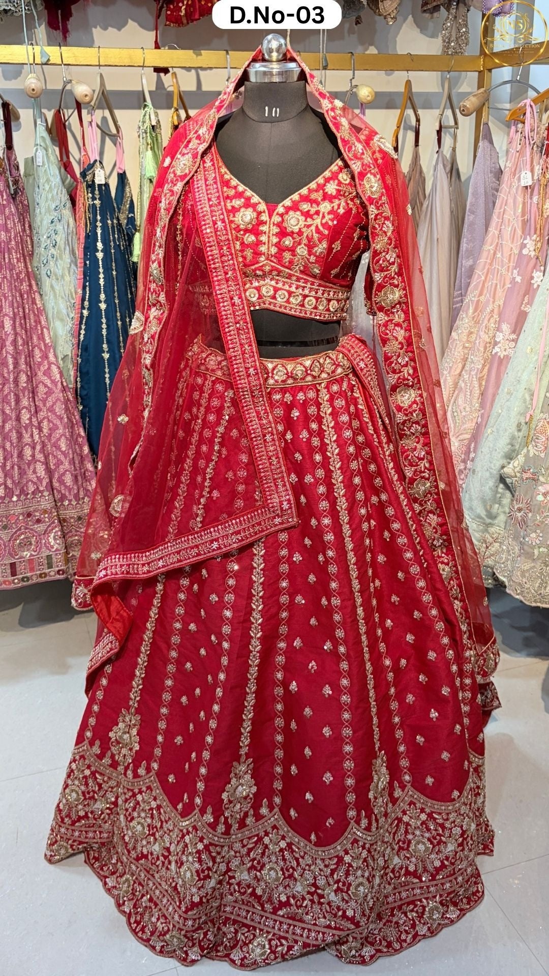 Red Embroidered Heritage Bridal Lehenga - D.NO. 03 – NS Bridal & Groom Collection