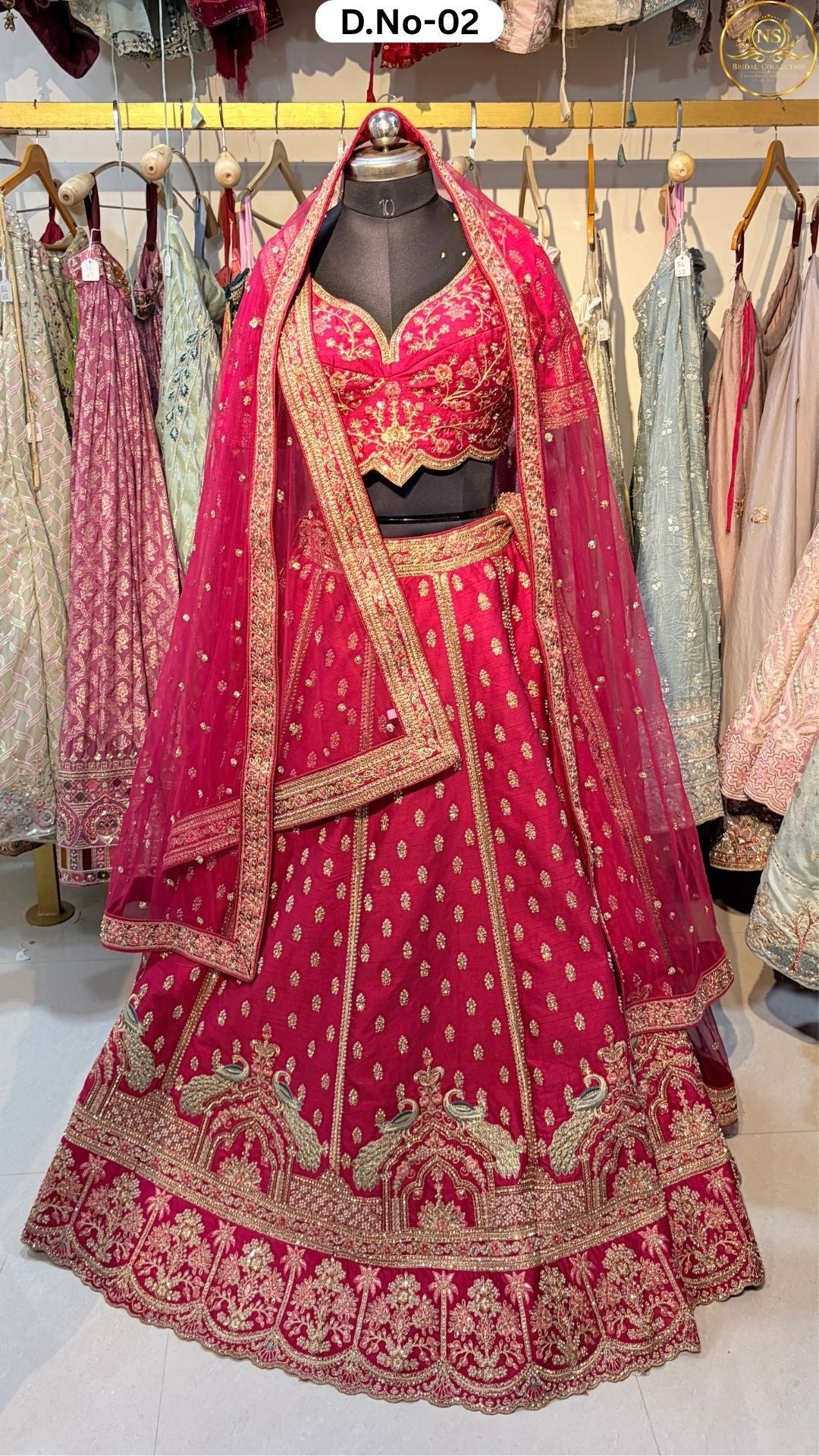 Hot Pink Embroidered Heritage Bridal Lehenga - D.NO. 02 – NS Bridal & Groom Collection