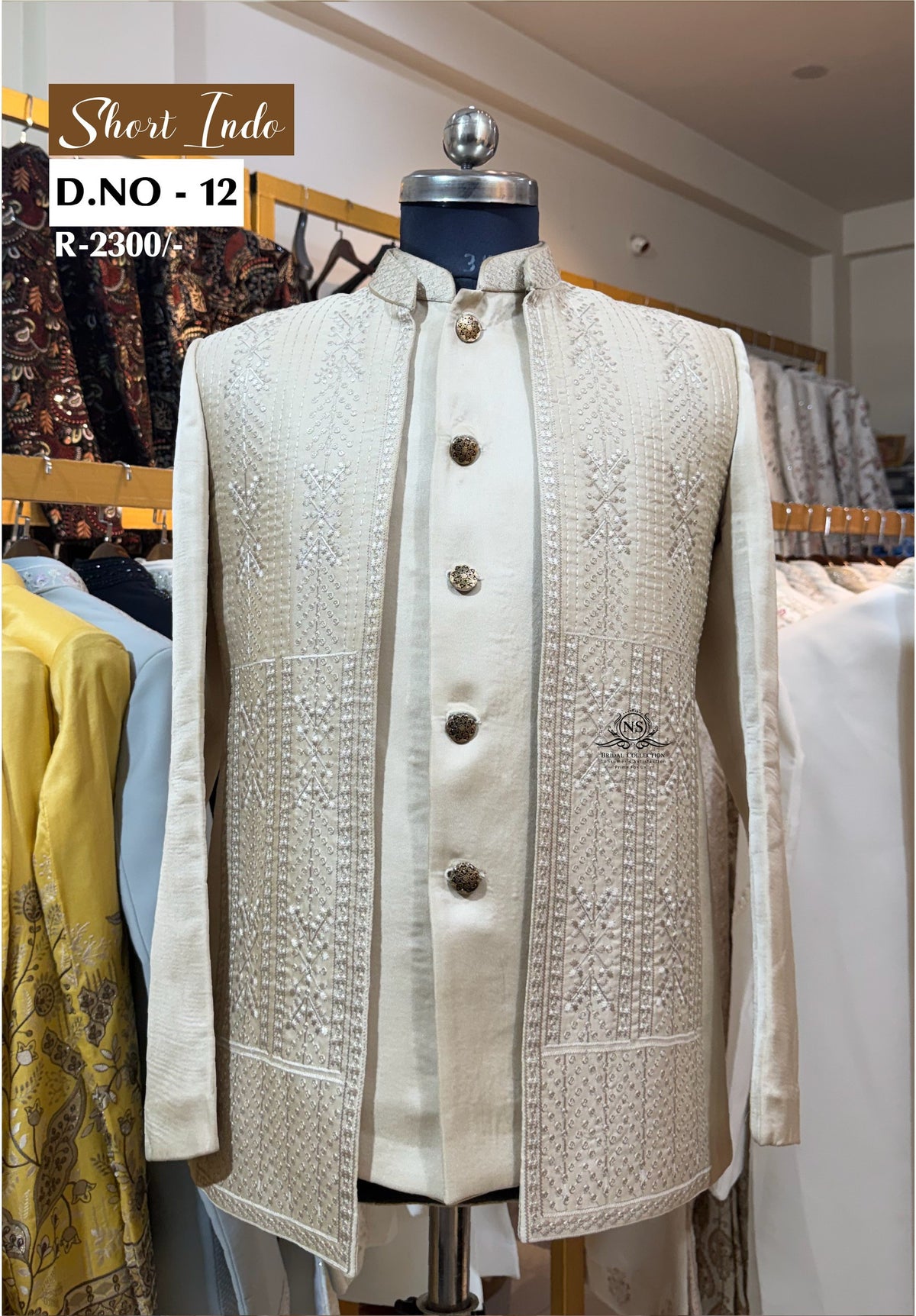 Copper Golden Full Open Jacket Short Indo Western - D.NO. 12 – NS Bridal & Groom Collection