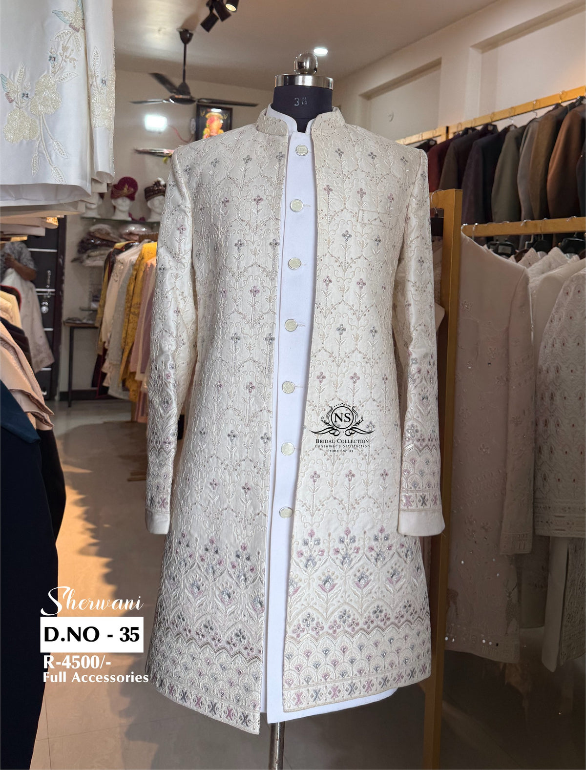 Panel Work Embroidered Sherwani with Jacket - D.NO. 35 for groom – NS Bridal & Groom Collection