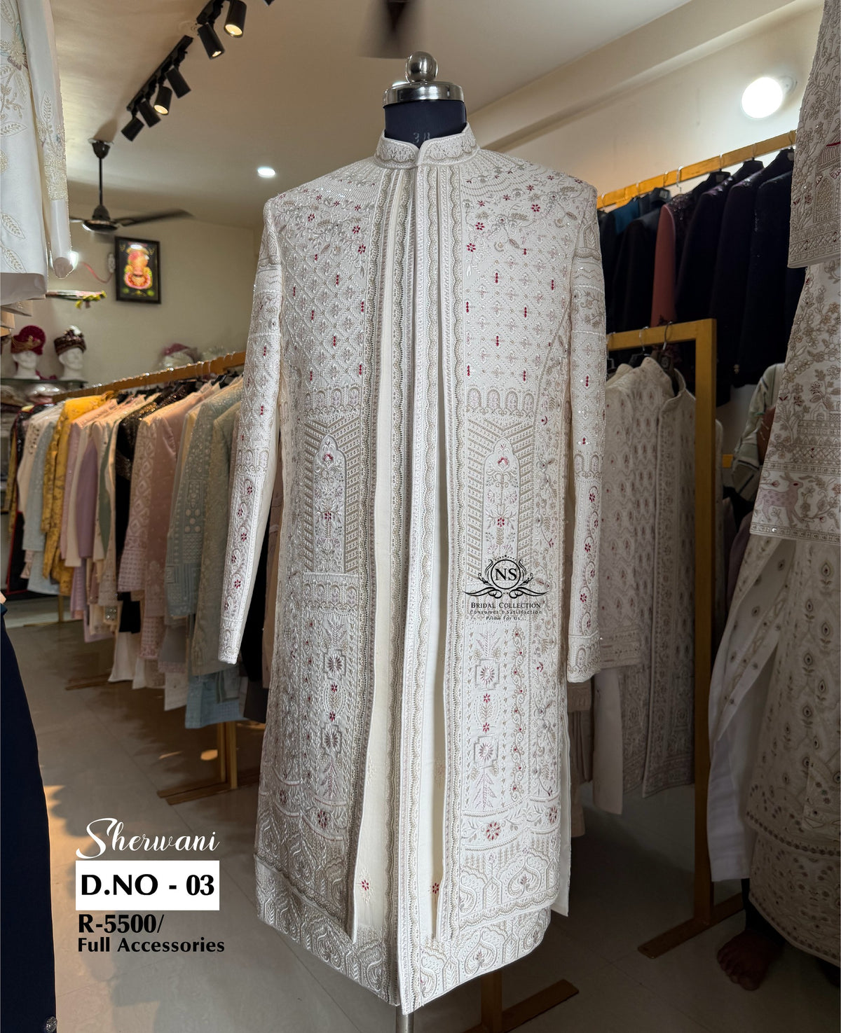 Cream Rajwadi Embroidered Sherwani - D.NO. 03 for groom – NS Bridal & Groom Collection