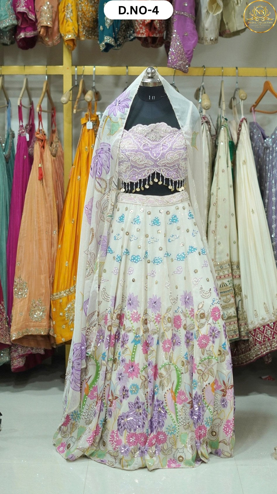 White Multi Carnival Lehenga – D.NO. 04 – NS Bridal & Groom Collection