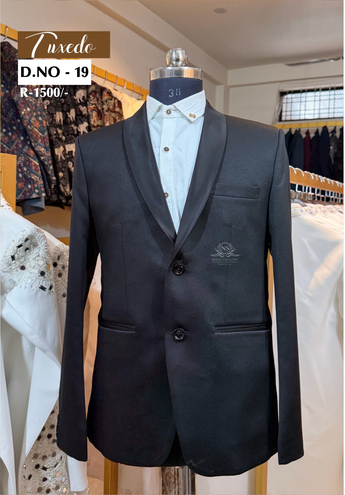 Charcoal Slate Contrast Shawl Lapel Tuxedo - D.NO. 19 for groom reception – NS Bridal & Groom Collection
