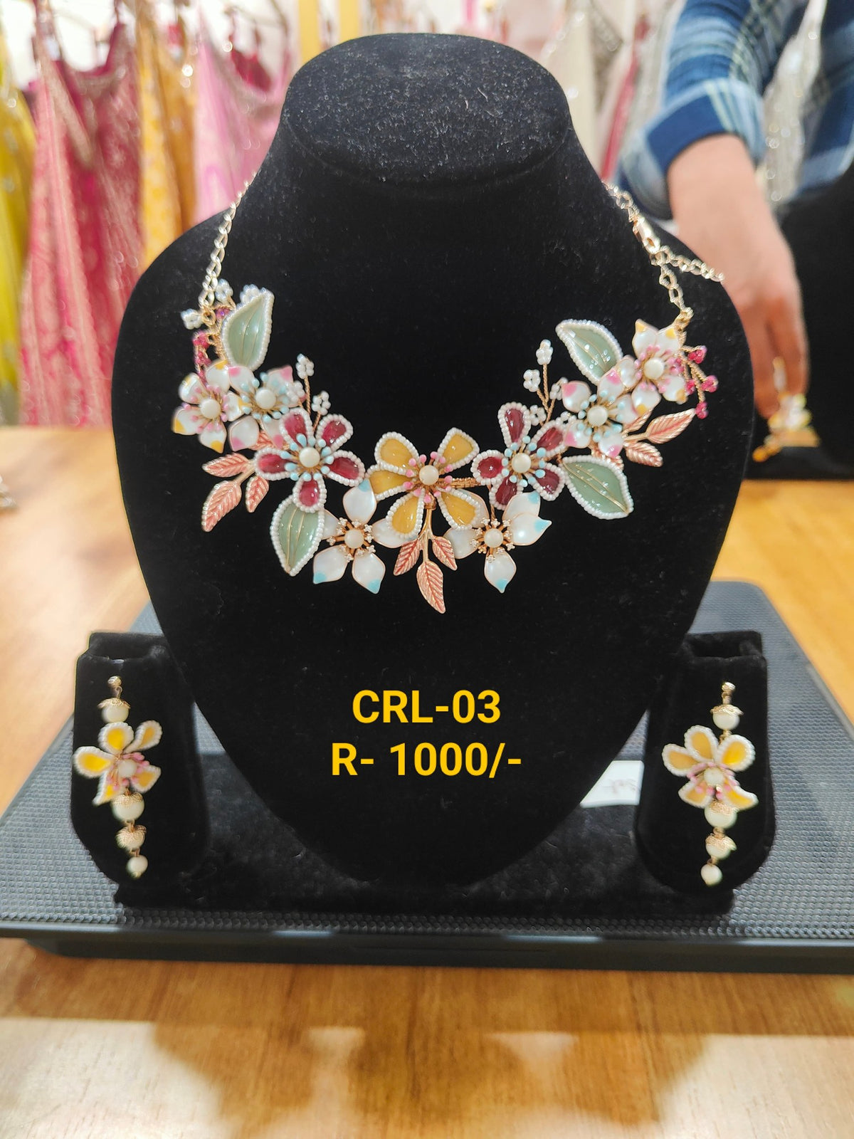 Rezin Art Multi Flower Floral Jewellery Set – CRL-J-03 – NS Bridal & Groom Collection