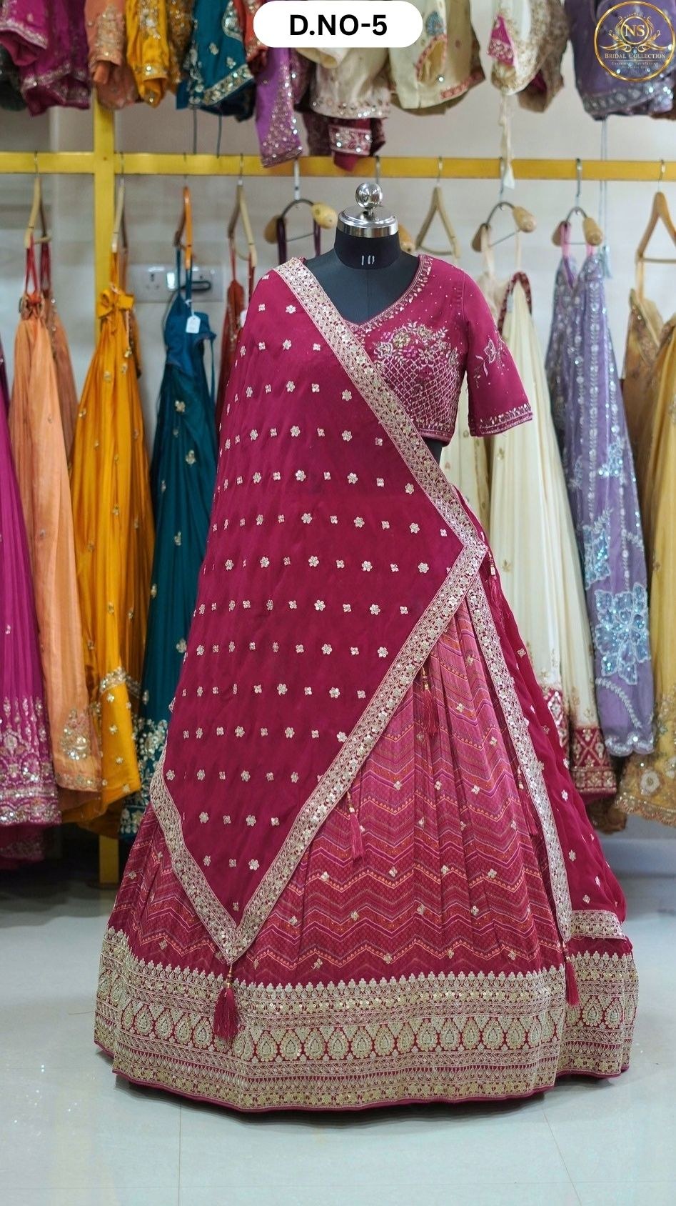 Bandhani Red Rani Sider Lehenga – D.NO. 05 – NS Bridal & Groom Collection