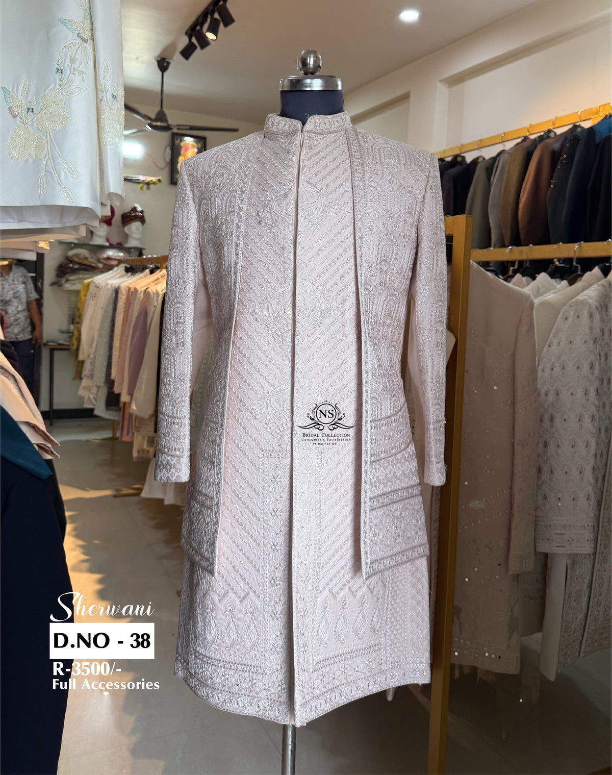 Rose Gold Double Layer Embroidered Sherwani - D.NO. 38 for groom – NS Bridal & Groom Collection