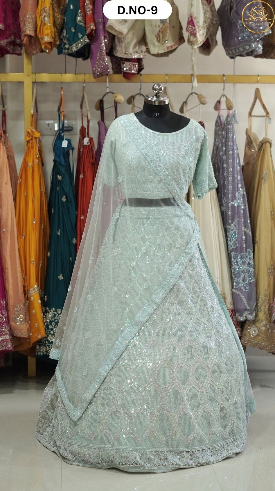 Sky Blue Cutdana Full Handwork Sider Lehenga – D.NO. 09 – NS Bridal & Groom Collection