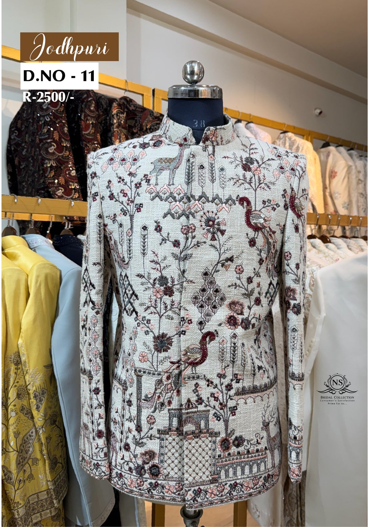Linen Jute Hidden Placket Bandhgala Jodhpuri Suit - NS Bridal & Groom Collection