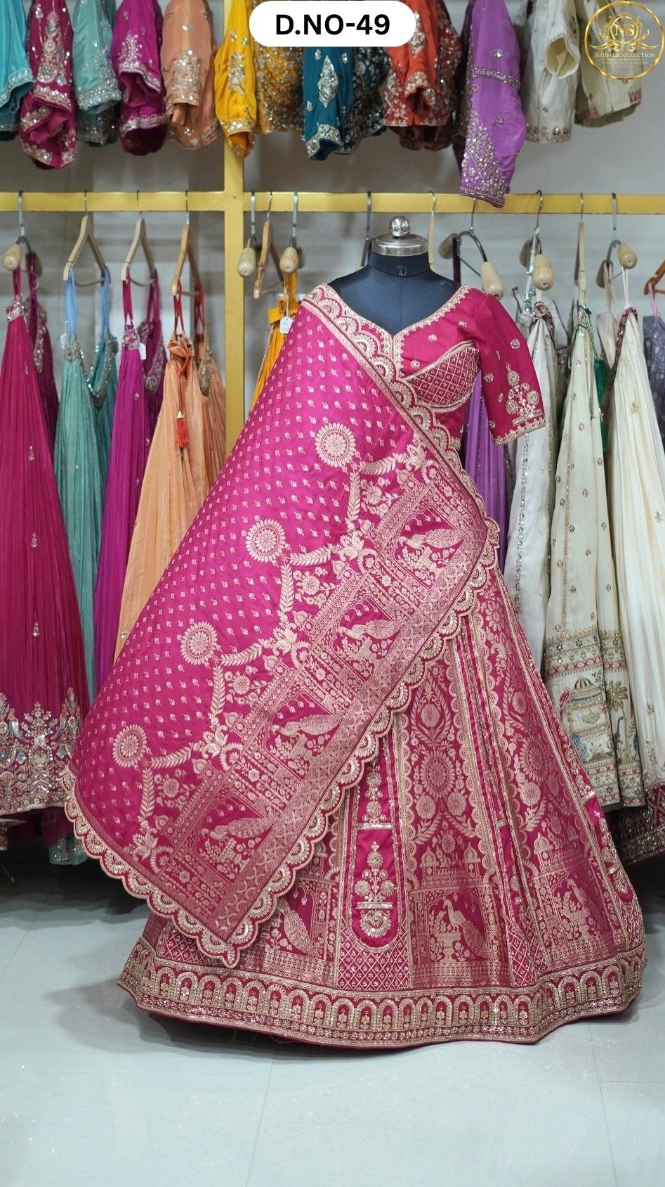 Red Banarasi Handwork Sider Lehenga – D.NO. 49 – NS Bridal & Groom Collection
