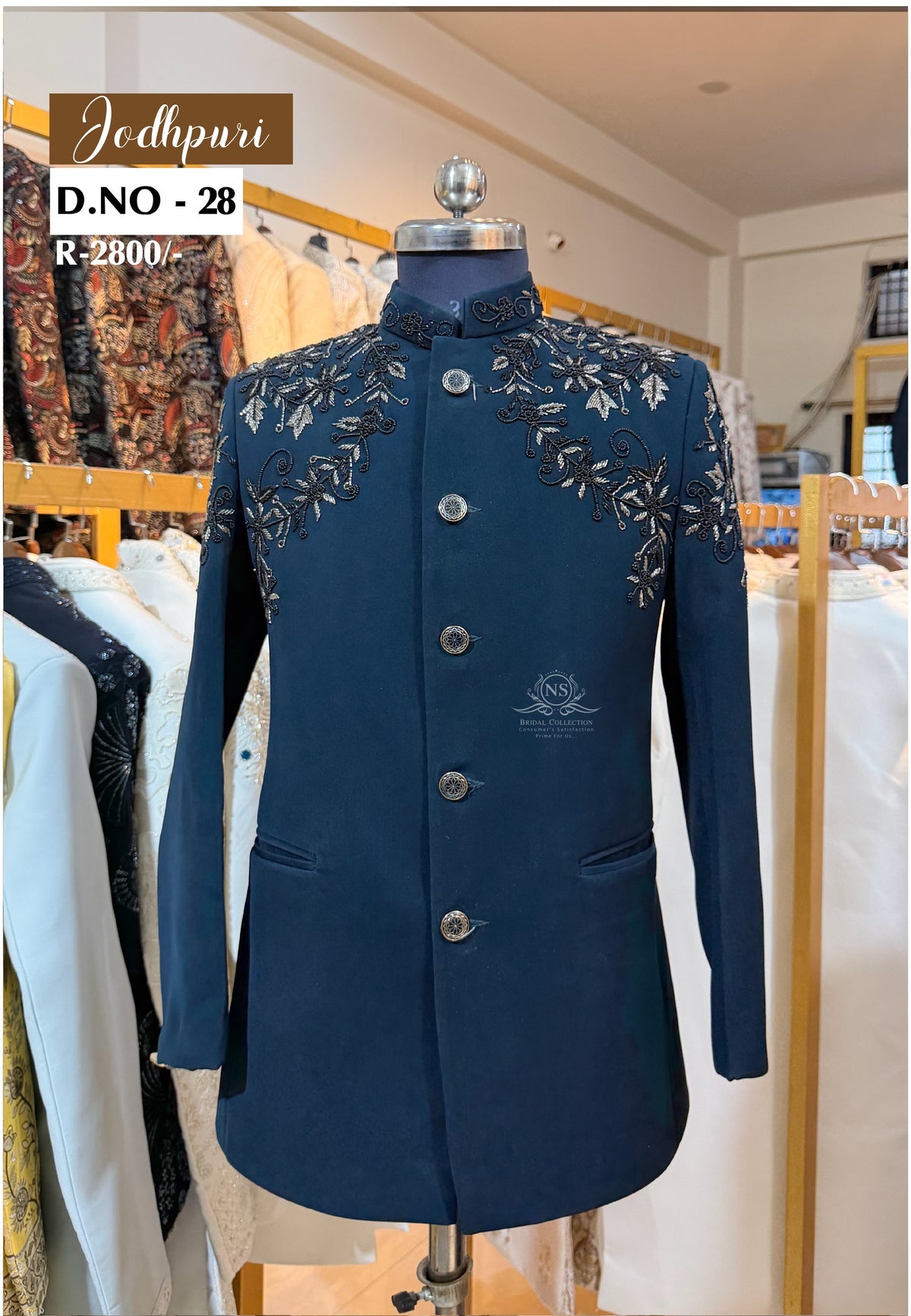 Peacock Green Jodhpuri Suit with Dual Shoulder Handwork - NS Bridal & Groom Collection