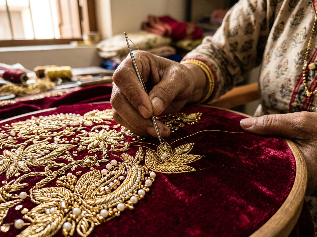 Haute Couture Handcrafted Zardozi and Pearl Embroidery